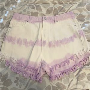 white and purple high rise shorts size 12